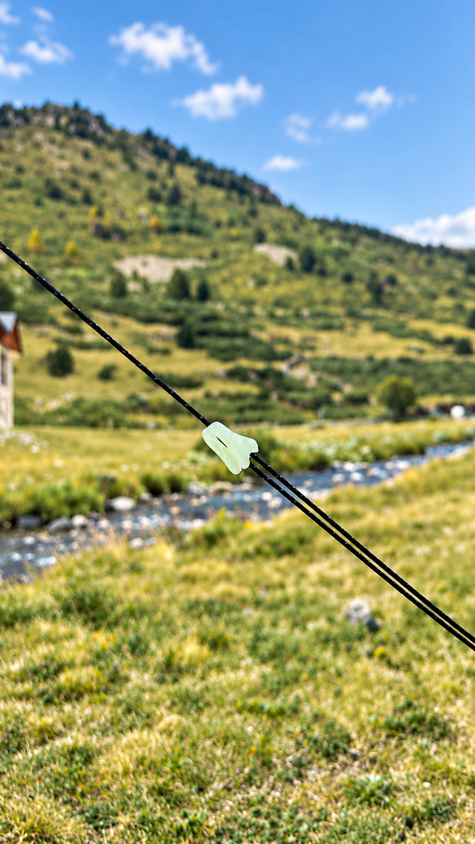 Apex Tarp Dyneema guy line tensioner by the river